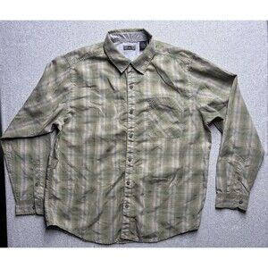 REI Co-op Men’s Size L Plaid Long Sleeve Button Up Shirt Green Gray